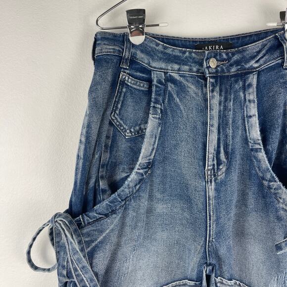 Akira ride the wave wide leg denim jeans Acid Wash Women's Size 27 5 Grunge Rave - Picture 10 of 14